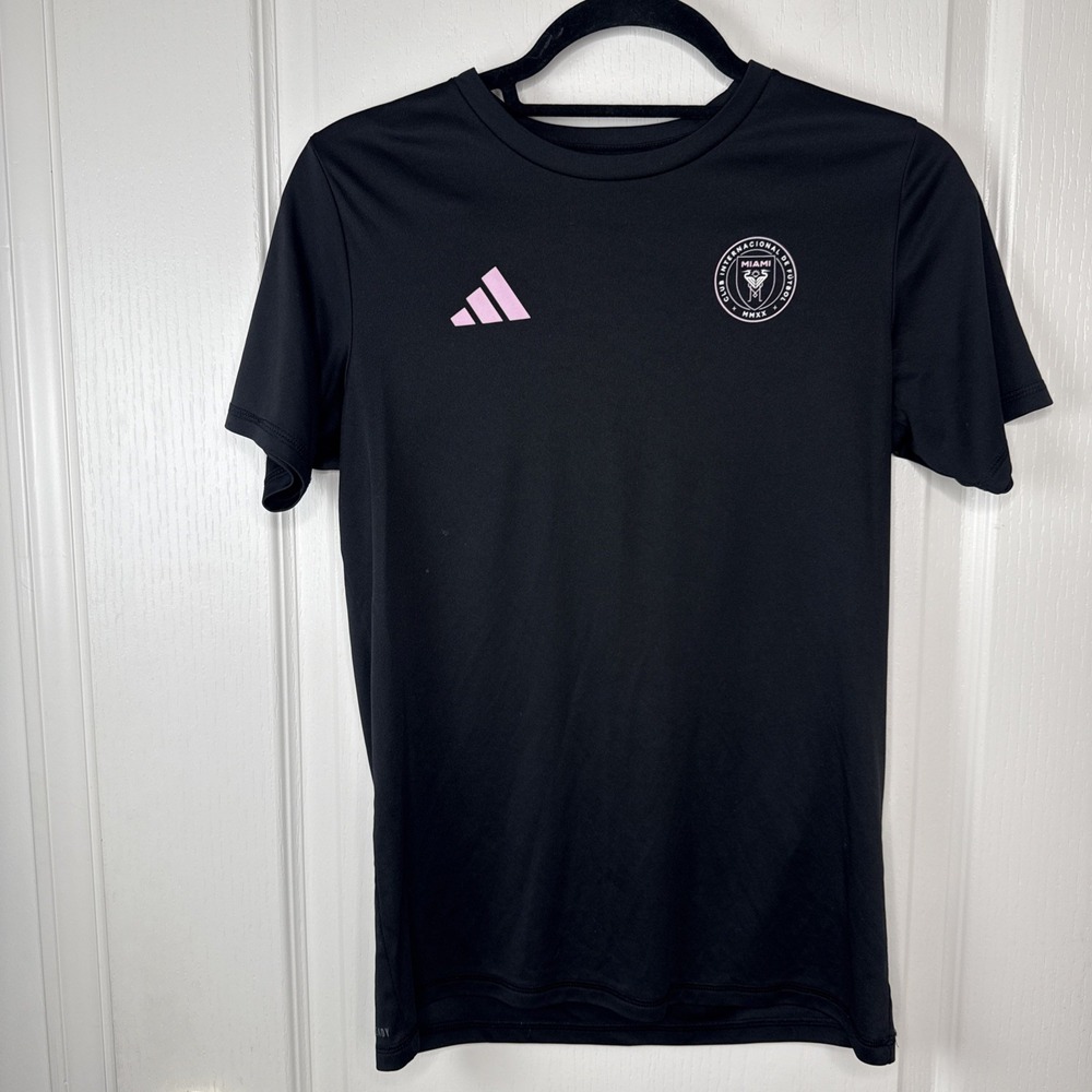 Adidas Inter Miami Messi 10 Shirt Youth L Black Pink Name Number Soccer Tee MLS